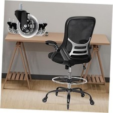 Drafting Chair Adjustable, Tall Office Chair Lumbar Support Ergonomic Black