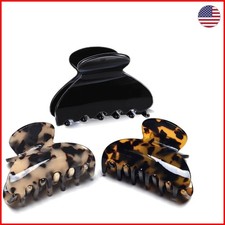 Comfortable Medium Hair Clips - Tortoise Shell  Leopard Print, 3 Count