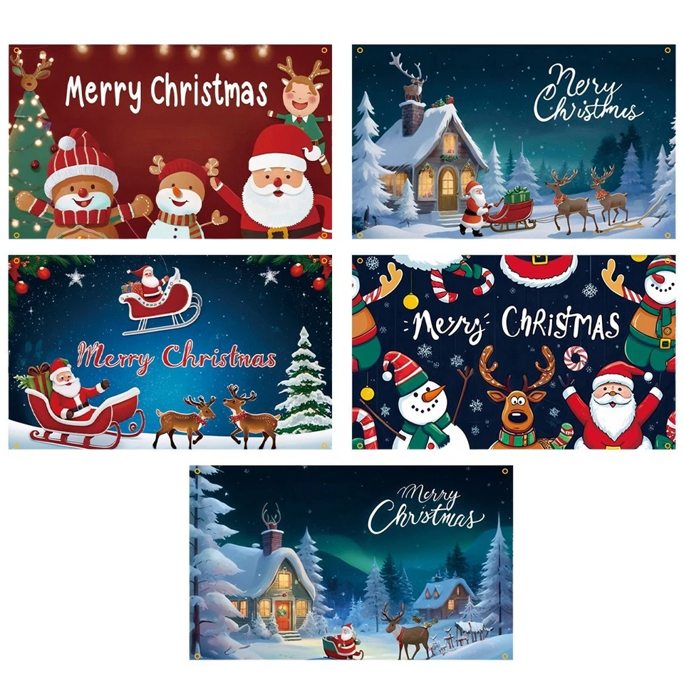 Großes Outdoor Weihnachtsbanner Schneemann Weihnachtsmann Gartendeko 71x43 cm - Bild 3 von 4