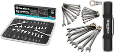 Mini Midget Combination Wrench Set, 20-Piece, Metric & SAE, 4-11Mm & 5/32" - 7/1