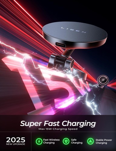 for Magsafe Car Mount Charger, 15W Fast Charging Magnetic Wireless Car Charger [ - Photo 3 sur 9