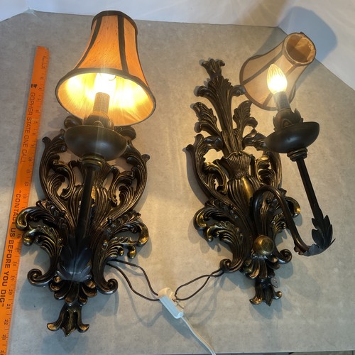 Set 2 Vintage Wandlampen elektrische Leuchte Gipsform Wandbehang MCM schwere Lampenarbeit 23 Zoll