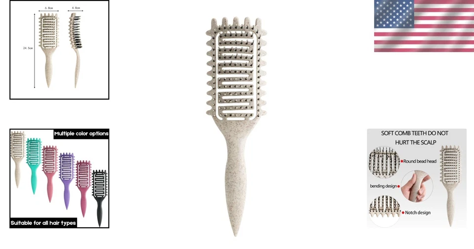 Cepillo de rizos ligero ventilado para desenredar y definir rizos suaves - Beige Foto 2 de 4