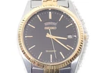 Seiko Presidential Men's Day Date Gold Tone Watch Black Dial Stainless Steel
