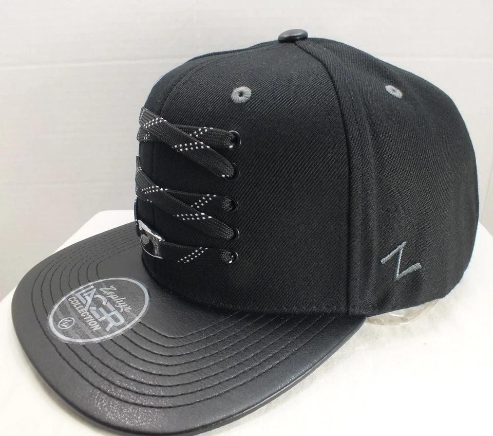 DETROIT REDWINGS NHL Snapback Cap Hat Laced Leather Brim 90s VTG Blk NWT Zephyr - Image 3 of 4