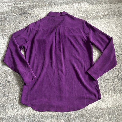 Equipment Femme Blouse Womens Medium 100% Silk Purple Button Up Shirt Top *Spots - 第 4/4 張圖片