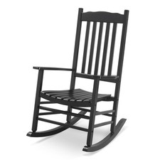 Wooden Rocking Chair All Weather Rocker Slatted for Backyard 385 lbs Support