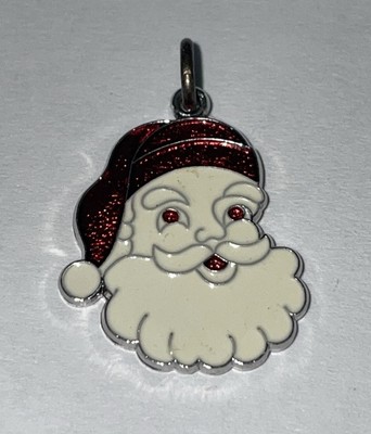 Vintage SPENCER Sterling Silver Enamel Christmas Santa Claus Bracelet Charm