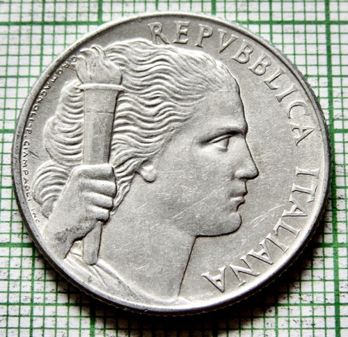 ITALY 1949 5 LIRE, GRAPE CLUSTER & Female with Torch, ALUMINIUM km# 89 - Picture 4 of 6