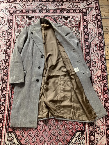 Genuine Vintage 1930s Herringbone Tweed Tailored Overcoat 42R Made In England - Picture 5 of 13