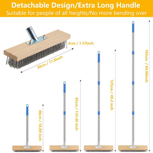 Cepillos de cubierta de acero inoxidable para fregar de alta resistencia, cepillo de fregar de cubierta de 65" con... - Imagen 2 de 6