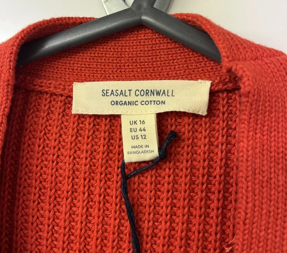 Seasalt Cornwall Winding Creek Cardigan Tomato Womens UK 16 Organic Cotton BNWT - Image 3 of 4