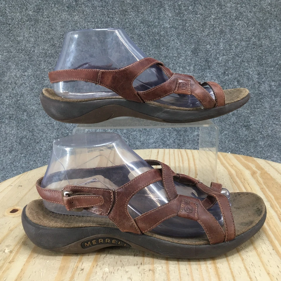 Sandalias Merrell para mujer 10 marrón agave con tiras de cuero cómodas J36612 Foto 2 de 4