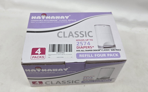 Hathaway Diaper Pail Refills 4 Pack Fits Dekor Classic Holds 2574 Diapers New - Picture 2 of 6