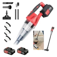 Handheld Cordless Power Bagless Vacuum Cleaner Hoover Upright LED With 2*Battery