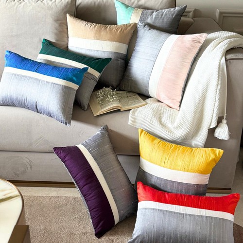 Pillow Case Green 16"x16", Couch Decor Silk Patchwork - Splendour Sea Green - Picture 9 of 10