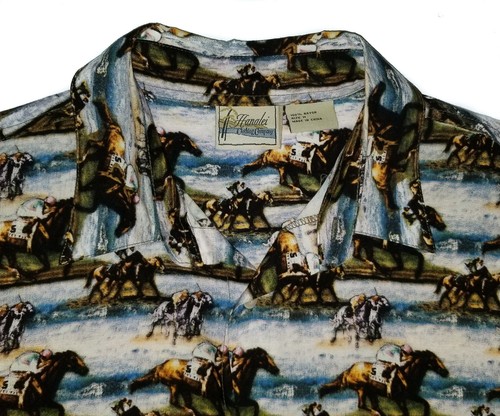 HANALEI Hawaiian Shirt Horse Racing Kentucky Derby Rayon Button Up NEW Mens MD - Picture 5 of 7