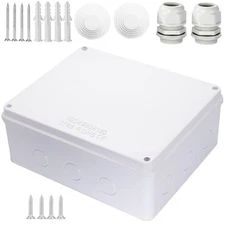 IP65 Waterproof Electrical Project Box 11.8x9.8x4.7 Inch ABS Plastic White