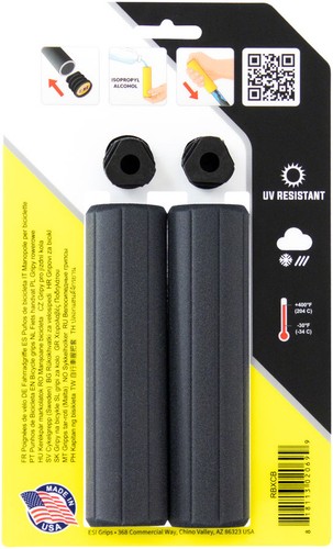 ESI Ribbed Extra Chunky Grips - Black Standard Grip Length, Bar Plugs Included - Picture 2 of 3