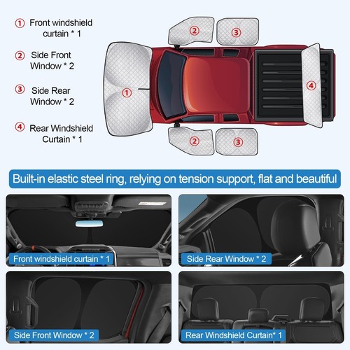 XCBYT 2015-2023 Ford F150 Fensterrollos Voll Autoscheibenabdeckungen mit 6 Schichten... - Bild 6 von 6