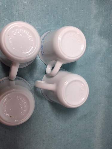 VTG Corning Ware Corelle "Morning Blue" Tea/Coffee Cups Mugs 8 oz USA Set of 4 - Picture 5 of 15