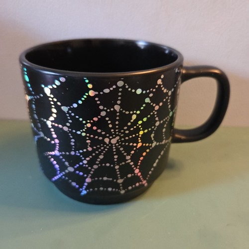 Cobwebs & Cauldrons Black Spiderweb Mug Iridescent Webs Halloween - Picture 3 of 7