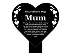 Black & White Heart Shaped Mum Memorial Stake, Weatherproof Acrylic Grave Marker