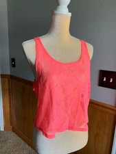 PINK Victoria Secret Small Tank Top Bright pink Lace stretch crop top S
