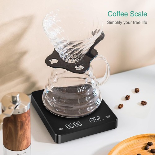 Mini Coffee Kitchen Scale with Timer, Rechargeable Coffee Scale Black 3kg / 0.1g - Picture 10 of 13