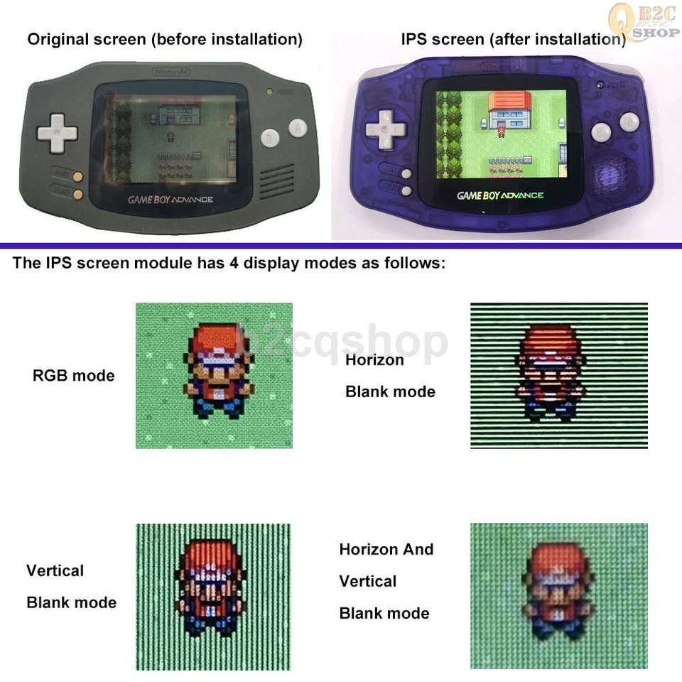 GBA GameBoy Advance IPS LCD Backlight Kit Drop in Easy to install NO SOLDER - Image 2 of 2