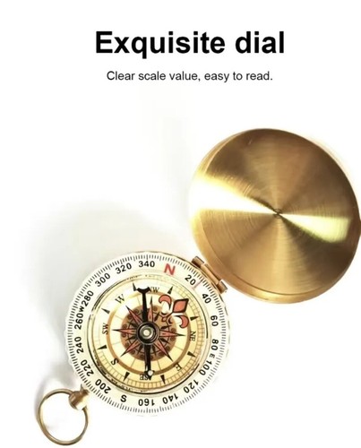 Portable Compass Brass Keychain Water Resistant Glows. Camping Hiking New USA - Picture 5 of 7