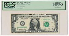 US 2006 F $1 Dollar PCGS Gem New 66 PPQ - Boca Raton Run - RARE Low #