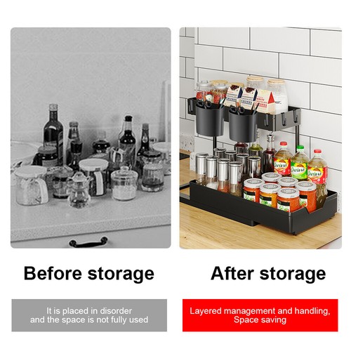 Under Sink Organizers and Storage Kitchen Organization with 2 Cups & 4 Hooks - Picture 6 of 16