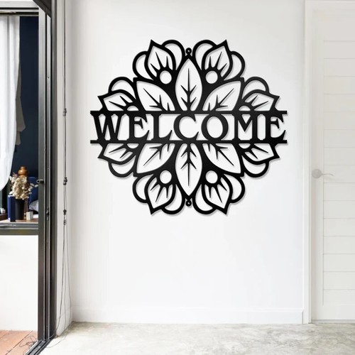 Letrero con nombre de metal negro de bienvenida personalizado decoración del hogar arte de pared decorativo regalo - Imagen 7 de 10