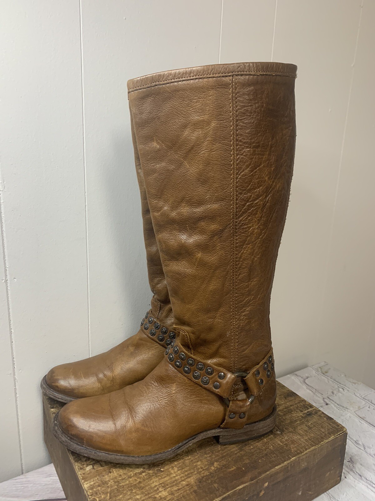 FRYE PHILLIP HARNESS BOOTS WOMENS
