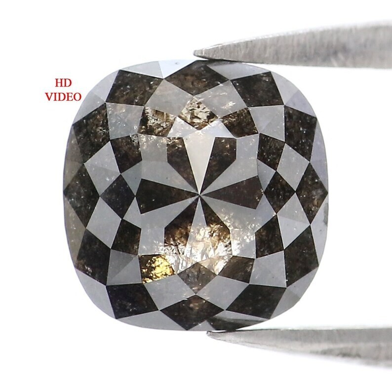 1.63 CT Natural Loose Cushion Shape Diamond 7.35 MM Black Color Diamond NQ9429