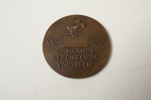 Bronze Medallion (R3B) Paperweight 7 May 1921 Das Ganze Leben Glück Abendsegen - Picture 2 of 5
