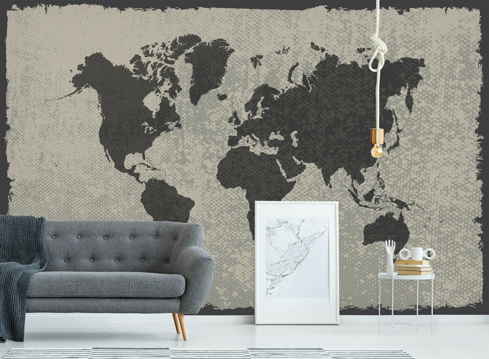 3D Grey Vintage H704 Mapa świata Tapeta Mural Samoprzylepny Odłączany Amy Bezpłatna ogólnopolska, standardowa popularność