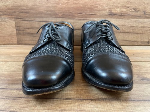 Allen Edmonds Lauderdale Black Woven Leather Cap Toe Oxford Dress Shoes Size 9 - Picture 8 of 16