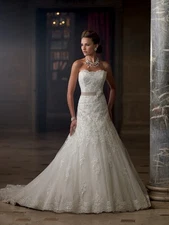 David Tutera for Mon Cheri 213261–Color: Ivory/Stone--Size 2-Retails $1948