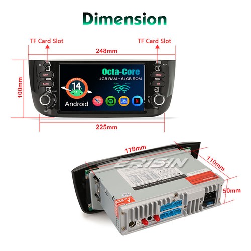 8-Cœurs Android 14 Fiat Grande Punto Linea DAB+ Autoradio CarPlay Navi Wifi 64Go - Foto 20 di 22