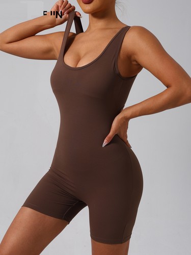 New Sleeveless V Back Scrunch Yoga Romper One Piece Workout Jumpsuits for Women - Bild 3 von 16