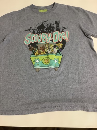 Scooby-Doo Mens  Grey Mystery Machine 90s Cartoon Ringer T-Shirt Size L - Picture 2 of 4