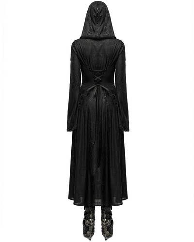Punk Rave Womens Dark Gothic Cutout Applique Jacquard Hooded Cloak Jacket - Picture 5 of 13