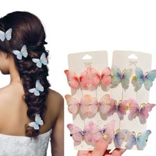 12 PCS Gradient Colour Glittery Butterfly Hair Clips For Thin And Thick Hair