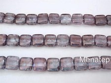 25 6 x 6 x 3 mm CzechMates Two Hole Tile Beads: Crystal - Moon Dust
