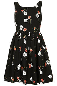 Floral per Topshop In Blackmulti di Uk Sundress Kate Print New 14 Moss wOkXPn08