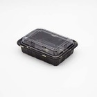 810 Plastic PP Black Bento Box with Clear Lid 7.25"*5.2"*2.2"