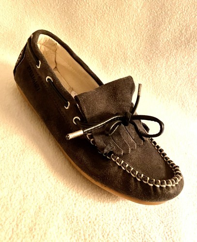 Primigi Navy Suede Loafers Driver Mocs Kiltie Bow sz 31 - Picture 2 of 6
