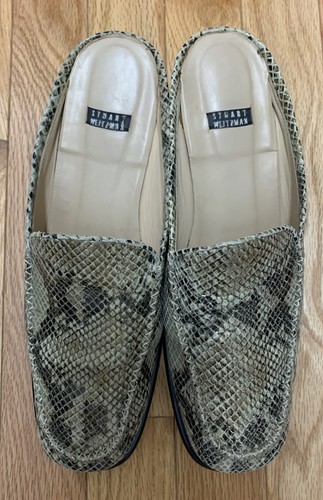 Stuart Weitzman Leather Mule low heel Slides -Reptile print 9B Spain EUC - Picture 2 of 7